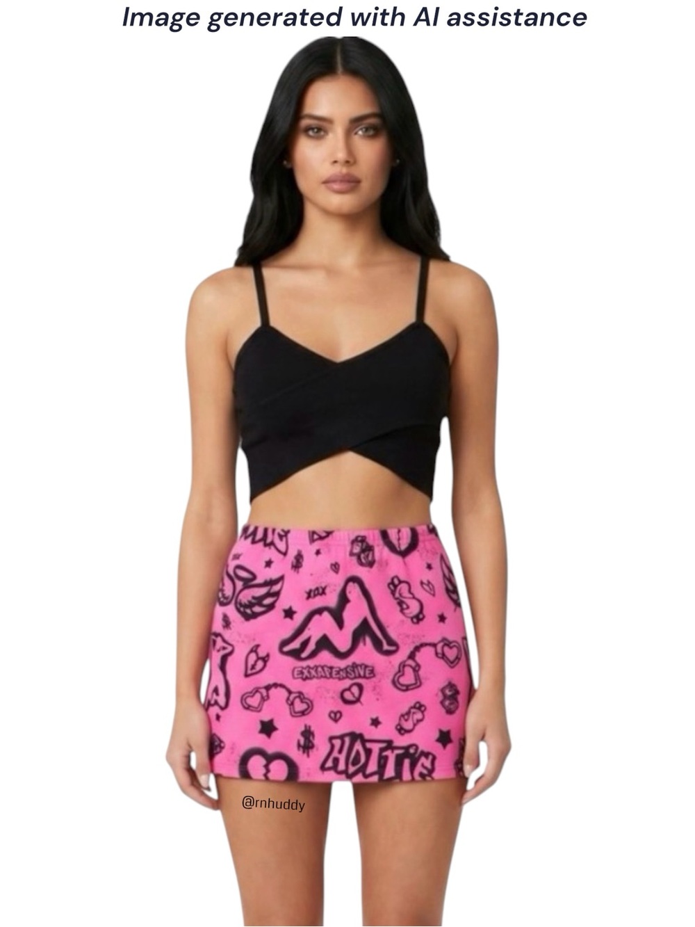 NWT Dolls Kill Club Exx M pink graffiti print mini skirt